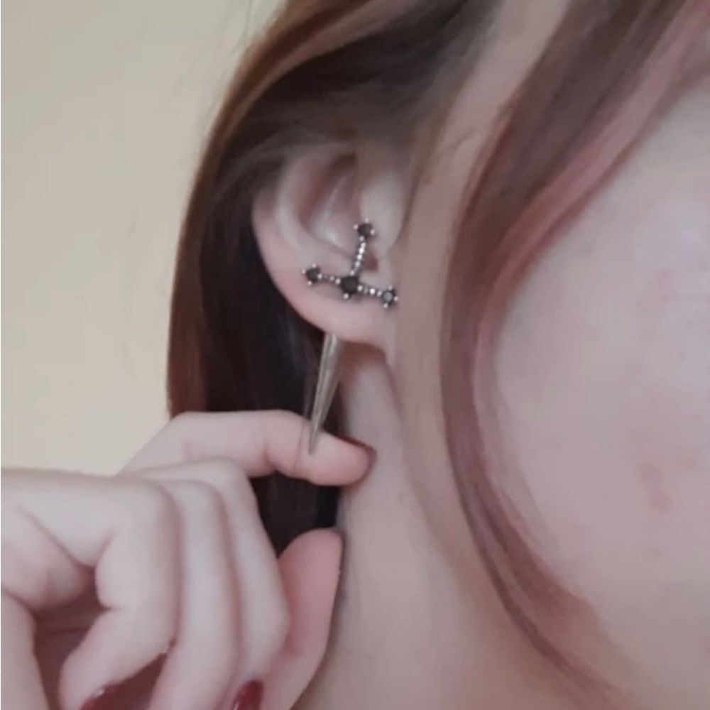 Sword silver plated earrings - Picture 2 of 8